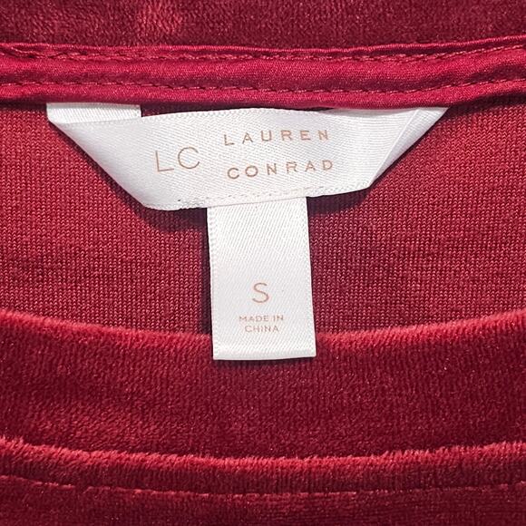 Lauren Conrad Red Velvet / Velour Crop Sweatshirt Size S Fairy Grunge - Picture 2 of 7